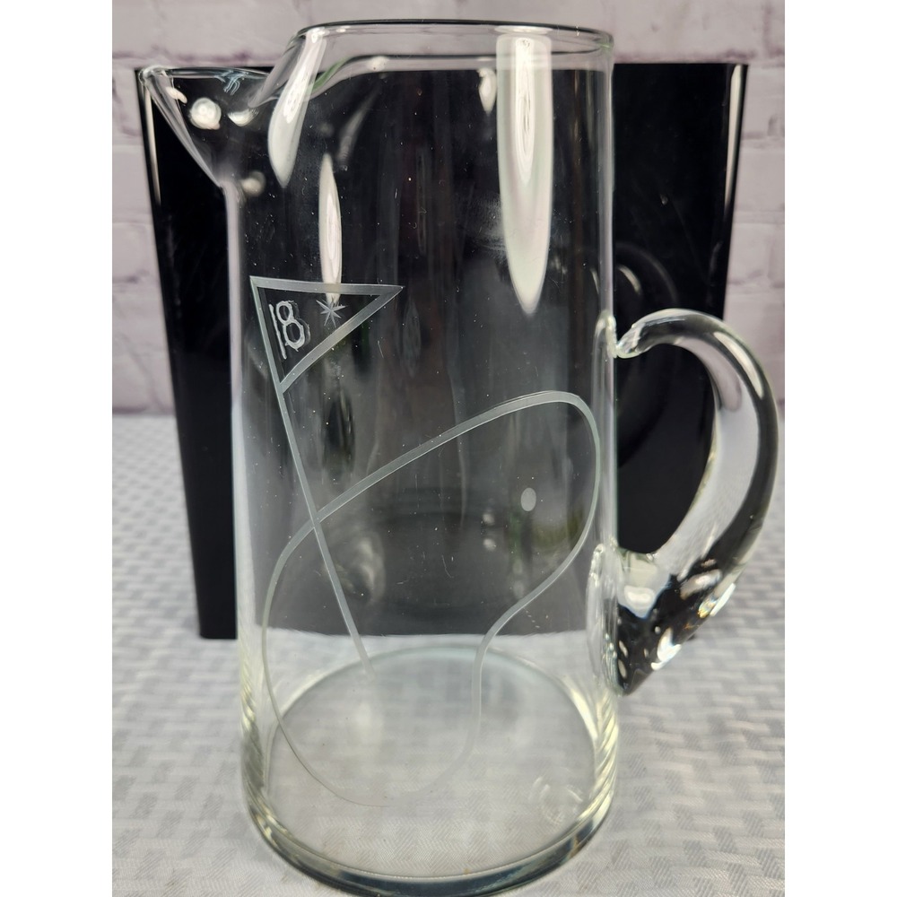 Golf 18th Hole Etched Crystal Glass Pitcher With Handle Barware